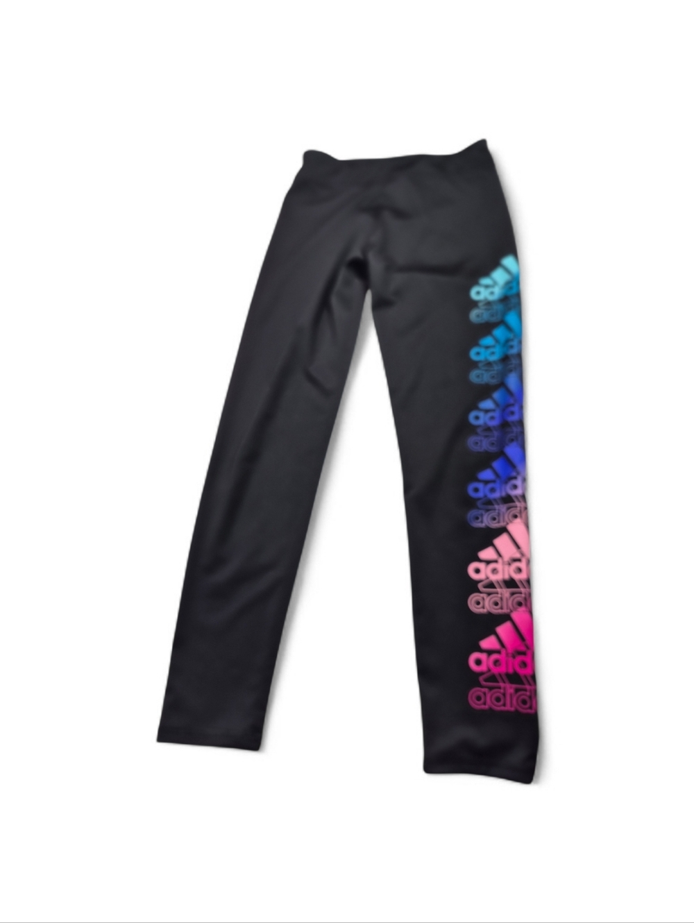 Adidas / Spell-Out Colorful Logo Black Athletic Stretch Pants Leggings 7/8